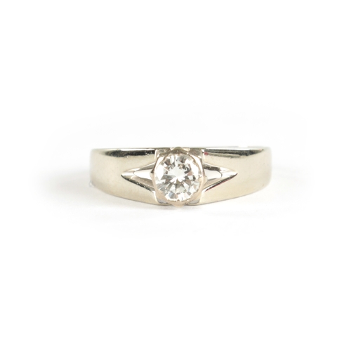 377 - AN 18CT WHITE GOLD 1/2 CARAT SOLITAIRE DIAMOND RING Of good colour and clarity, total weight app. 3.... 