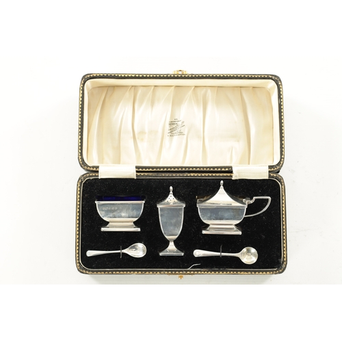 410 - A CASED THREE-PIECE SILVER CONDIMENT SET by Deakin & Francis Ltd, Birmingham, 1930, 142g