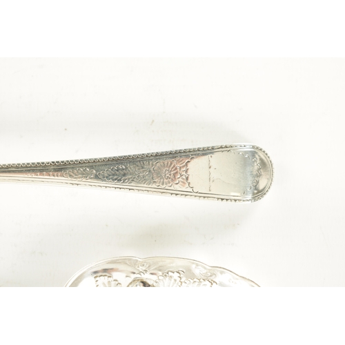 431 - TWO GEORGE III SILVER BERRY SPOONS 124g (20cm long)