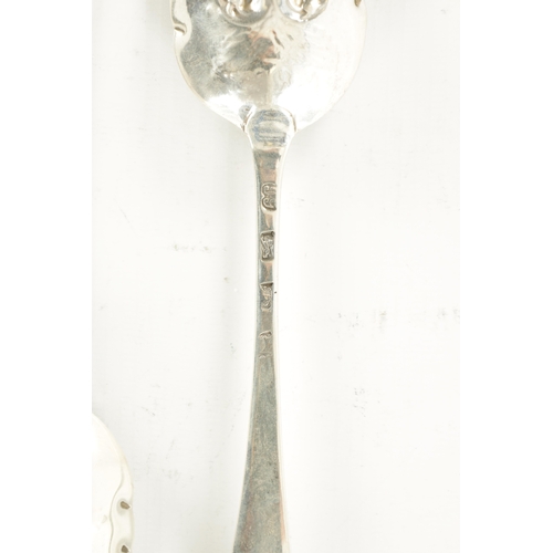 431 - TWO GEORGE III SILVER BERRY SPOONS 124g (20cm long)