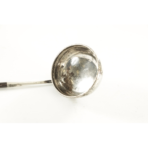 447 - A GEORGIAN CADDY SPOON, TODDY LADLE, SILVER PEN HOLDER AND SILVER-TOPPED GLASS TRAY (Glass tray 15.5... 