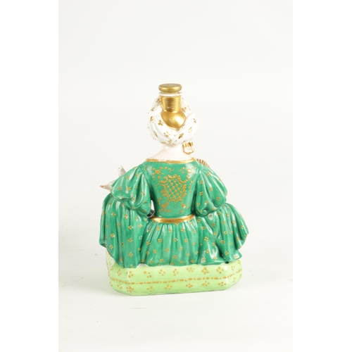 47 - A 19TH CENTURY FRENCH JACOB PETIT PORCELAIN PERFUME BOTTLE modelled as a Sultana decorated in gilt a... 