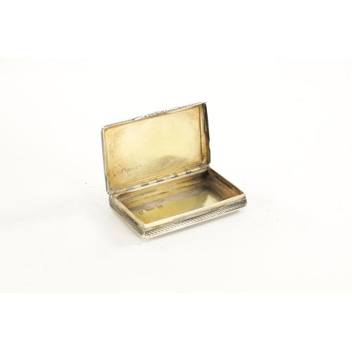 474 - A NATHANIEL MILLS VICTORIAN SILVER SNUFF BOX EMBOSSED WITH WINDSOR CASTLE of rectangular form with c... 