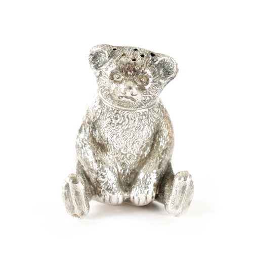 480 - AN EARLY 20TH CENTURY SILVER SHAKER FORMED AS A TEDDY BEAR Birmingham 1909 by William Vale & Sons. (... 