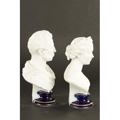 53 - A PAIR OF LATE 19TH CENTURY GERMAN PARIAN PORCELAIN BUSTS representing Kaiser Franz Joseph I and Kai... 