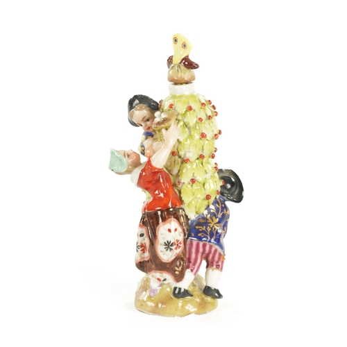 69 - A 19TH CENTURY MEISSEN STYLE PORCELAIN SCENT BOTTLE depicting child figures with dog climbing a tree... 