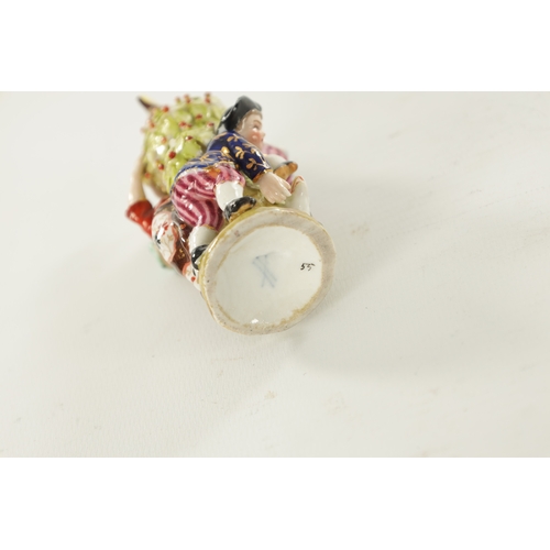 69 - A 19TH CENTURY MEISSEN STYLE PORCELAIN SCENT BOTTLE depicting child figures with dog climbing a tree... 