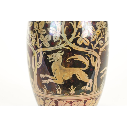 91 - AN EARLY 20TH CENTURY ROYAL LANCASTRIAN LUSTRE VASE BY RICHARD JOYCE of shouldered ovoid form with s... 