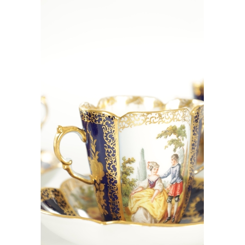 92 - SET OF FOUR TWO HANDLED DRESDEN CUP AND SAUCERS