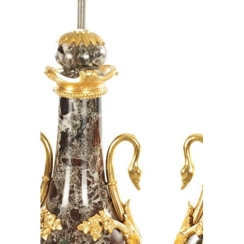 773 - A FINE PAIR OF LATE 19TH CENTURY LOUIS XVI STYLE URN SHAPED CASSOLETTES converted into lamp bases, w... 