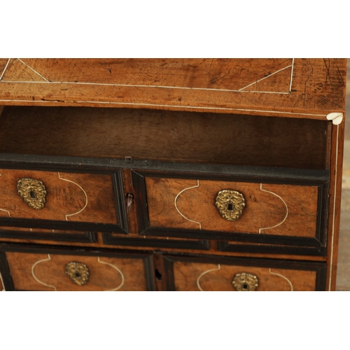 1357 - A GOOD LATE 17TH CENTURY CONTINENTAL WALNUT AND BONE INLAID TABLE CABINET with ebonised mouldings an... 