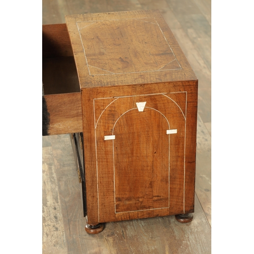 1357 - A GOOD LATE 17TH CENTURY CONTINENTAL WALNUT AND BONE INLAID TABLE CABINET with ebonised mouldings an... 