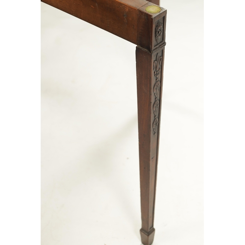 1406 - A LATE GEORGIAN ADAM-STYLE MAHOGANY CARD TABLE with ribbon and swag work carving (91cm wide 45cm dee... 