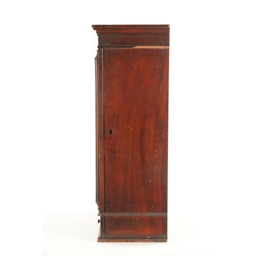 1408 - A 19TH CENTURY MAHOGANY HANGING DISPLAY CABINET with glazed hinged doors above two small frieze draw... 