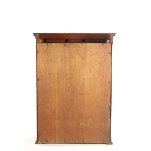 1408 - A 19TH CENTURY MAHOGANY HANGING DISPLAY CABINET with glazed hinged doors above two small frieze draw... 