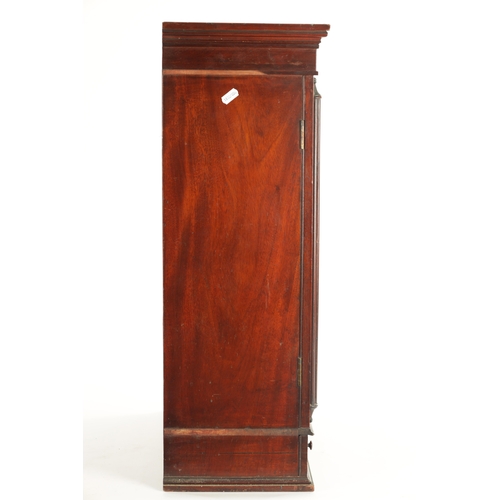 1408 - A 19TH CENTURY MAHOGANY HANGING DISPLAY CABINET with glazed hinged doors above two small frieze draw... 