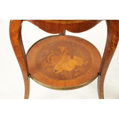 1526 - A 19TH CENTURY FRENCH WALNUT MARQUETRY CIRCULAR BEDSIDE CABINET with a hinged door and slender legs ... 