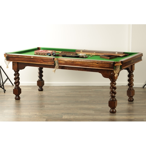 1407 - A LATE 19TH CENTURY SNOOKER / DINING TABLE BY THE BLACKPOOL BILLIARDS WORKS COMPANY with fall action... 