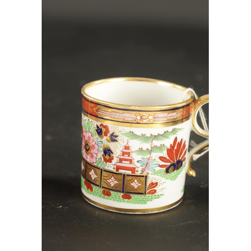 110 - A SET OF THREE FLIGHT BARR AND BARR COFFEE CANS DECORATED IN IMARI PATTERN (6.5cm high)