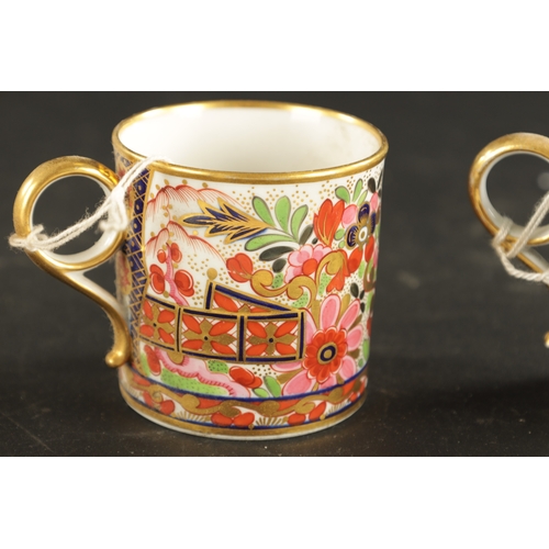 110 - A SET OF THREE FLIGHT BARR AND BARR COFFEE CANS DECORATED IN IMARI PATTERN (6.5cm high)