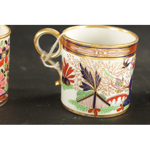 110 - A SET OF THREE FLIGHT BARR AND BARR COFFEE CANS DECORATED IN IMARI PATTERN (6.5cm high)