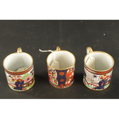 110 - A SET OF THREE FLIGHT BARR AND BARR COFFEE CANS DECORATED IN IMARI PATTERN (6.5cm high)