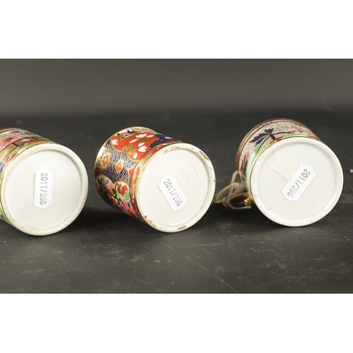 110 - A SET OF THREE FLIGHT BARR AND BARR COFFEE CANS DECORATED IN IMARI PATTERN (6.5cm high)