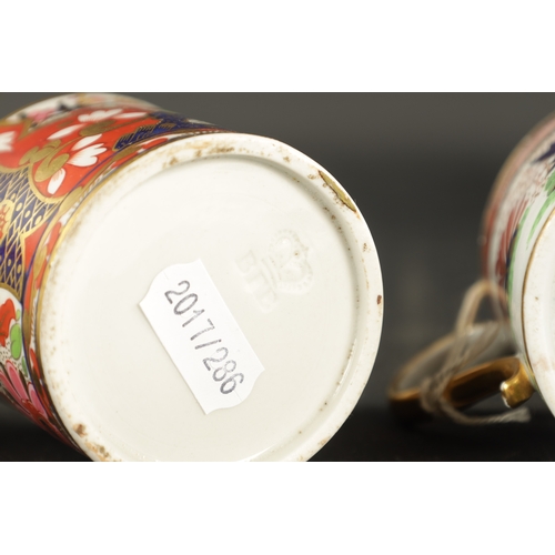 110 - A SET OF THREE FLIGHT BARR AND BARR COFFEE CANS DECORATED IN IMARI PATTERN (6.5cm high)