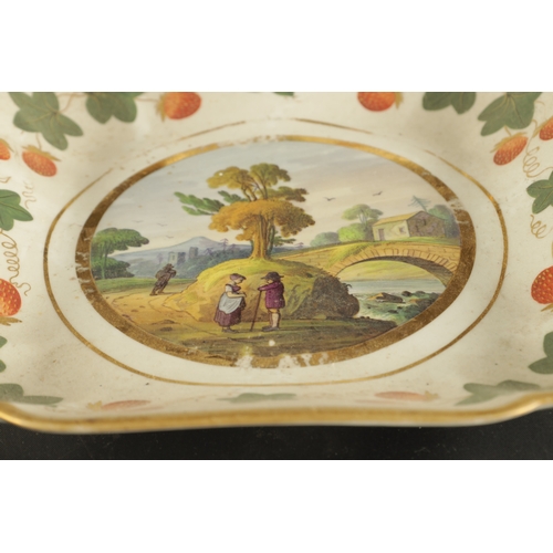 119 - A WILSON CREAMWARE TUREEN AND COVER PAINTED WITH RURAL LANDSCAPES CIRCA 1800 WITH DISHES - impressed... 