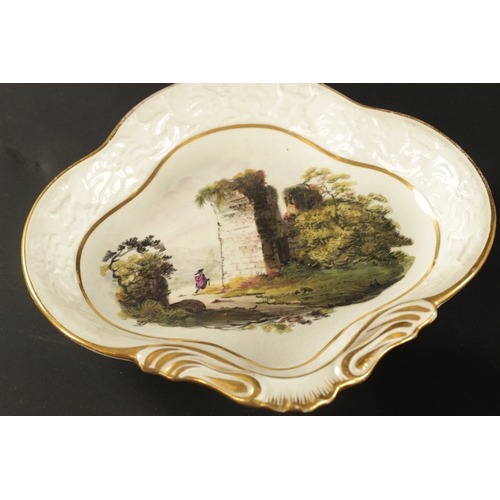 119 - A WILSON CREAMWARE TUREEN AND COVER PAINTED WITH RURAL LANDSCAPES CIRCA 1800 WITH DISHES - impressed... 