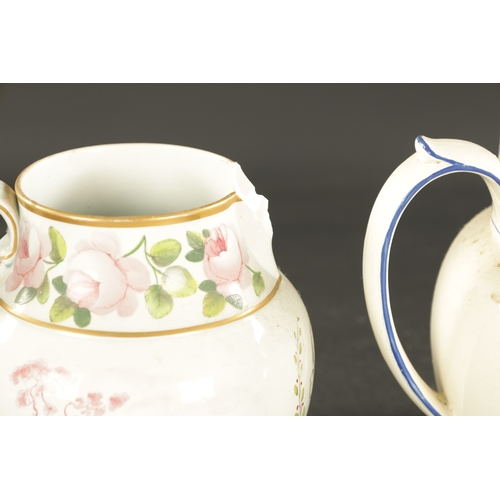 123 - A COLLECTION OF FOUR EARLY 19TH CENTURY ENGLISH CERAMIC JUGS (20cm high and smaller)