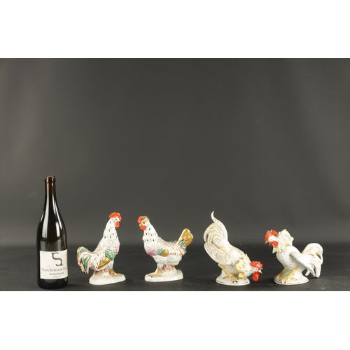 124 - TWO PAIRS OF GERMAN PORCELAIN CHICKENS CIRCA 1900 (19cm high)