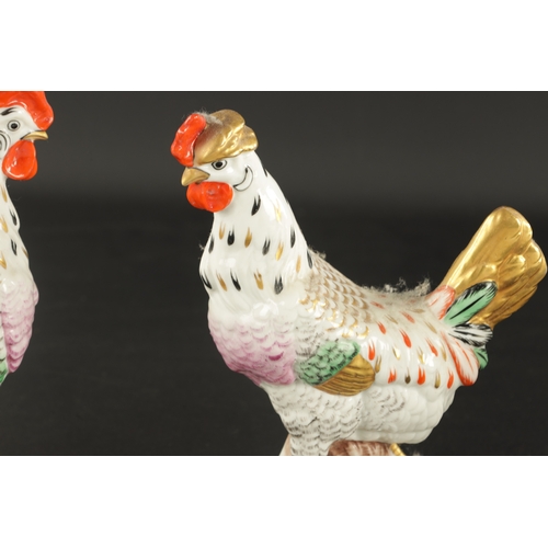 124 - TWO PAIRS OF GERMAN PORCELAIN CHICKENS CIRCA 1900 (19cm high)