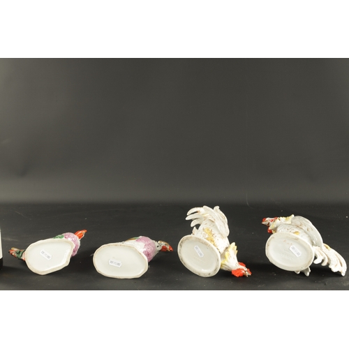 124 - TWO PAIRS OF GERMAN PORCELAIN CHICKENS CIRCA 1900 (19cm high)