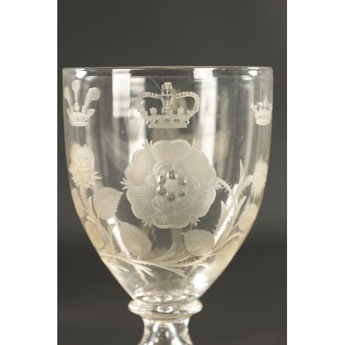 13 - A LATE JACOBITE RUMMER engraved with Bonnie Prince Charlie, the crown of England, and other matching... 