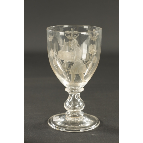 13 - A LATE JACOBITE RUMMER engraved with Bonnie Prince Charlie, the crown of England, and other matching... 