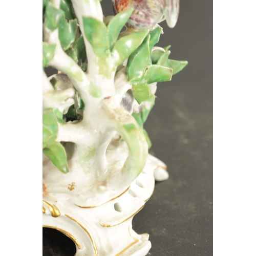 132 - A MID 18TH CENTURY CHELSEA PORCELAIN AESOPS FABLES CHAMBERSTICK with original sconce (22cm high)