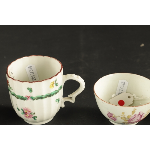 134 - A RARE EARLY BOW TEA BOWL CIRCA 1750, TOGETHER WITH A BRISTOL FLUTED COFFEE CUP CIRCA 1770 AND A BOW... 