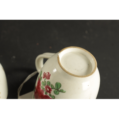 134 - A RARE EARLY BOW TEA BOWL CIRCA 1750, TOGETHER WITH A BRISTOL FLUTED COFFEE CUP CIRCA 1770 AND A BOW... 