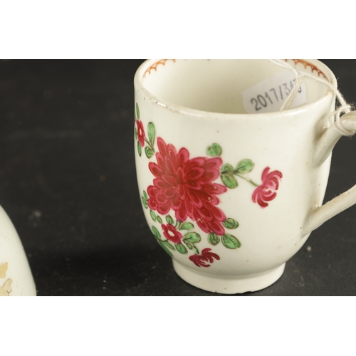 134 - A RARE EARLY BOW TEA BOWL CIRCA 1750, TOGETHER WITH A BRISTOL FLUTED COFFEE CUP CIRCA 1770 AND A BOW... 