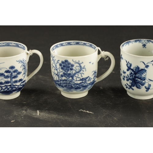 135 - A WORCESTER HOLLOW ROCK LILY PATTERN FLUTED CUP CIRCA 1760, TOGETHER WITH THREE SIMILAR COFFEE CUPS ... 