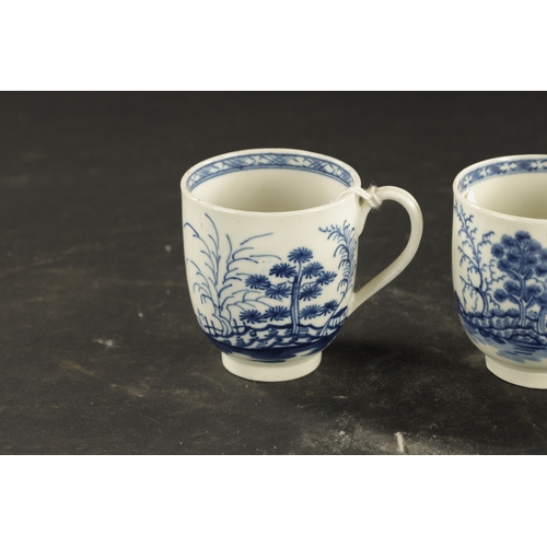 135 - A WORCESTER HOLLOW ROCK LILY PATTERN FLUTED CUP CIRCA 1760, TOGETHER WITH THREE SIMILAR COFFEE CUPS ... 