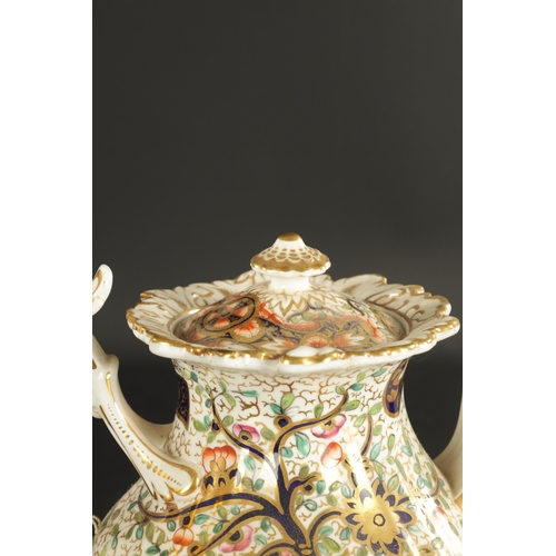 138 - A COALPORT TYPE PORCELAIN TEAPOT painted in the Imari style (19cm)