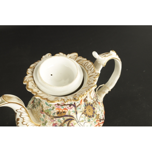 138 - A COALPORT TYPE PORCELAIN TEAPOT painted in the Imari style (19cm)