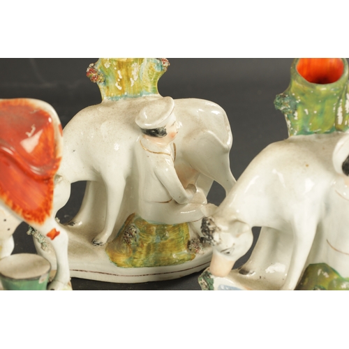 142 - VARIOUS LATE 19TH CENTURY STAFFORDSHIRE COW GROUPS (27cm high and smaller)