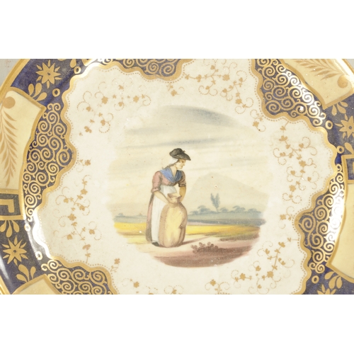 144 - A PAIR OF MID 19TH CENTURY COPELAND AND GARRET SHAPED PLATES PAINTED WITH FLOWERS AND 6 OTHERS, incl... 