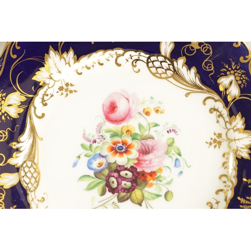 144 - A PAIR OF MID 19TH CENTURY COPELAND AND GARRET SHAPED PLATES PAINTED WITH FLOWERS AND 6 OTHERS, incl... 