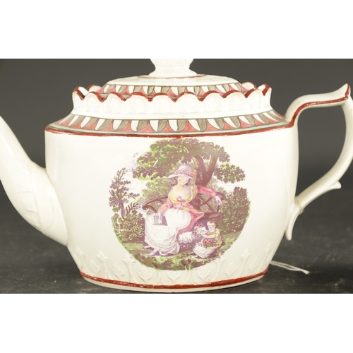 150 - AN EARLY 19TH CENTURY CASTLEFORD FELSTHAPIC TEAPOT AND A HARLEY OF LONGTON TEAPOT (17cm high and sma... 