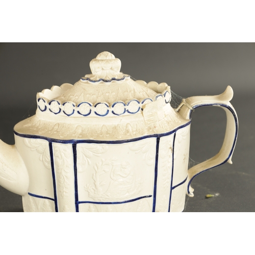 150 - AN EARLY 19TH CENTURY CASTLEFORD FELSTHAPIC TEAPOT AND A HARLEY OF LONGTON TEAPOT (17cm high and sma... 