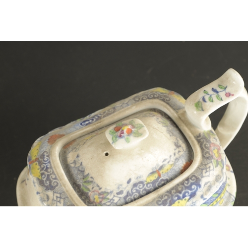 152 - TWO NEW HALL TEAPOTS PRINTED WILLOW PATTERN CIRCA 1810, along with another teapot. (14.5cm high and ... 